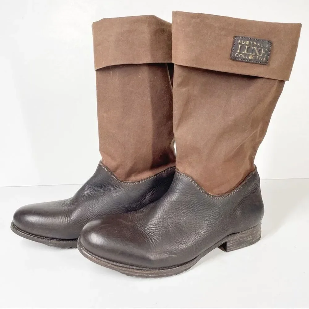 AUSTRAILIA LUXE COLLECTIVE Waxed Canvas Leather Boots Women’s 6 Heritage Utility